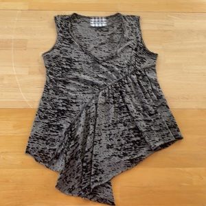 JET•SET. Large Black/Grey Asymmetrical V-Neck Tank top See-through, Cotton Blend